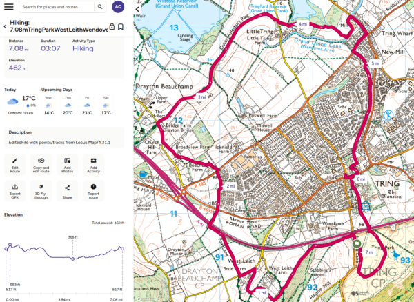 Map of route from OS Premium
